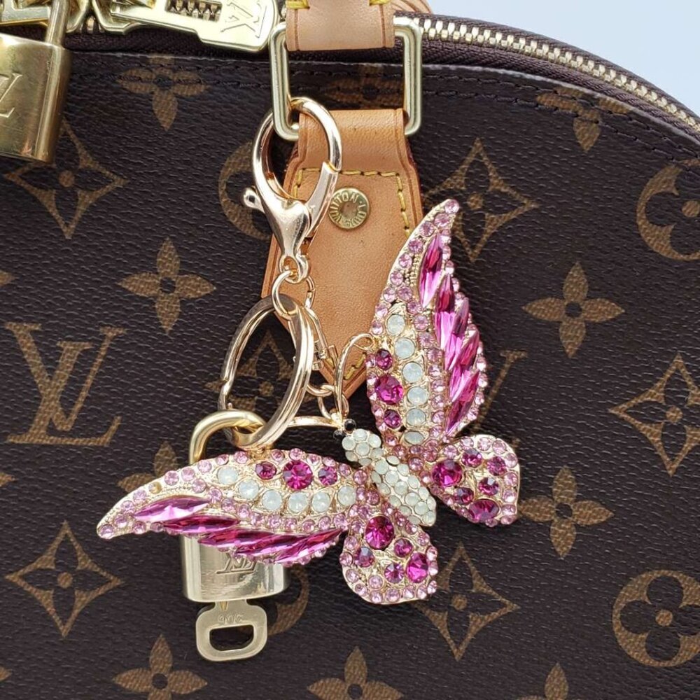 Authentic Louis Vuitton Gold Lock & Key ✨ Bag Charm Unbranded Butterfly Keychain - Picture 6 of 6
